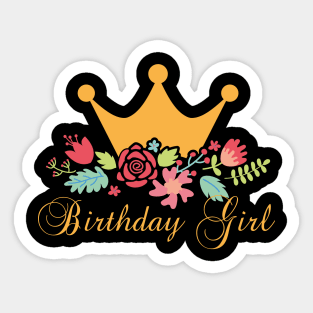 Floral Crown Birthday Girl Sticker